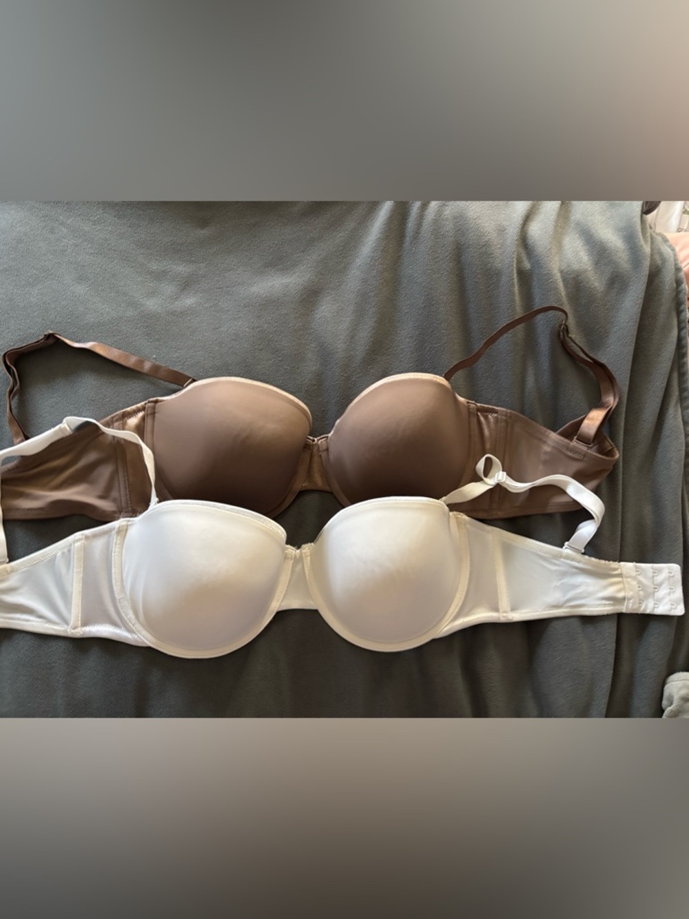 Lot of 2 Company Ellen Tracy Bras 36DD Brown White Padded Removable Straps